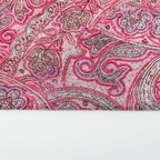 Red Glitter Paisley Power Mesh Fabric