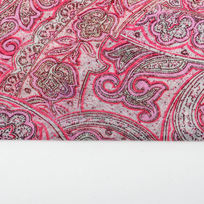 Red Glitter Paisley Power Mesh Fabric