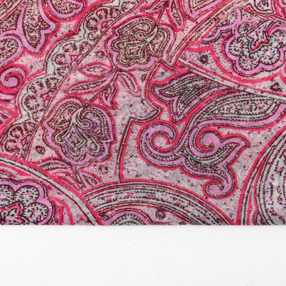 Red Glitter Paisley Power Mesh Fabric