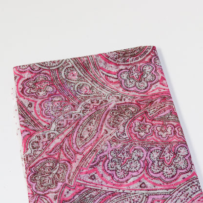 Red Glitter Paisley Power Mesh Fabric
