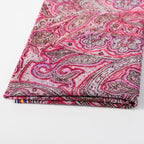 Red Glitter Paisley Power Mesh Fabric