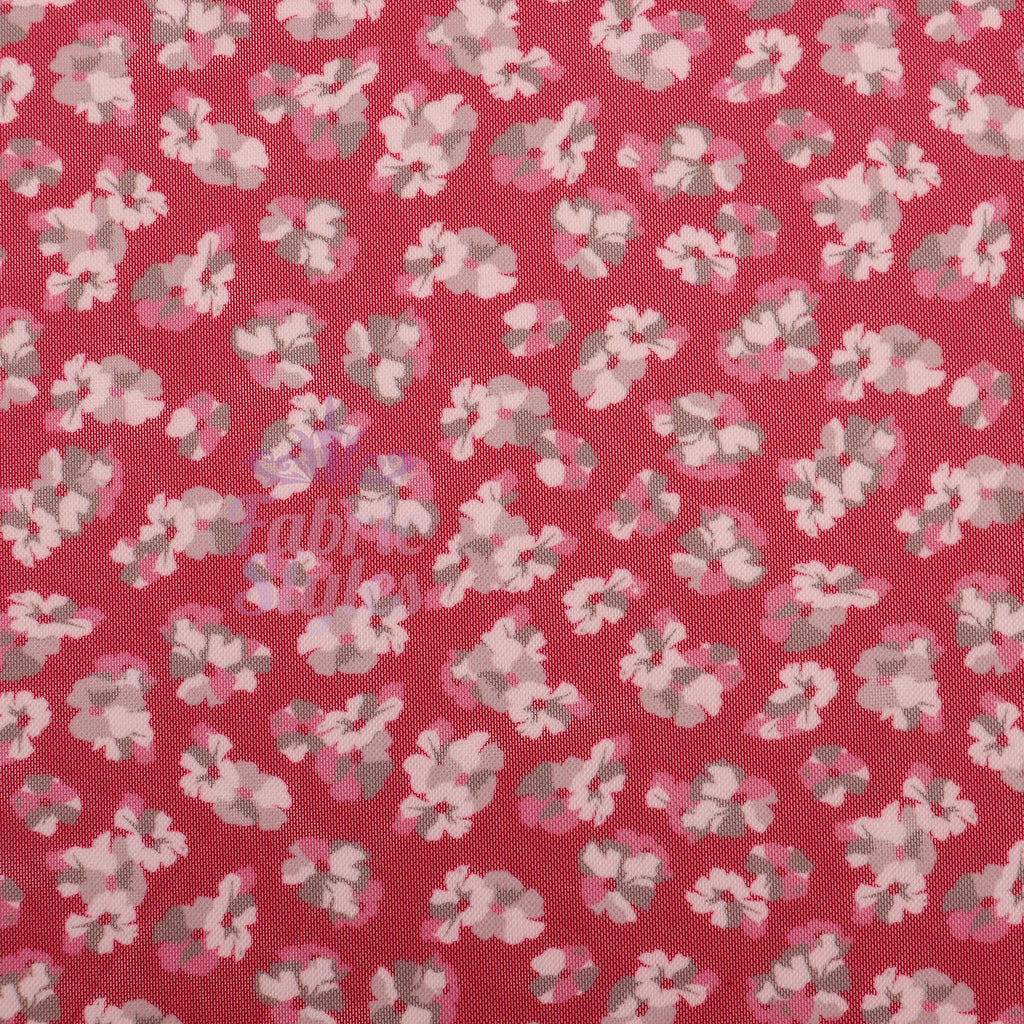 Red Ditsy Floral Power Mesh Fabric