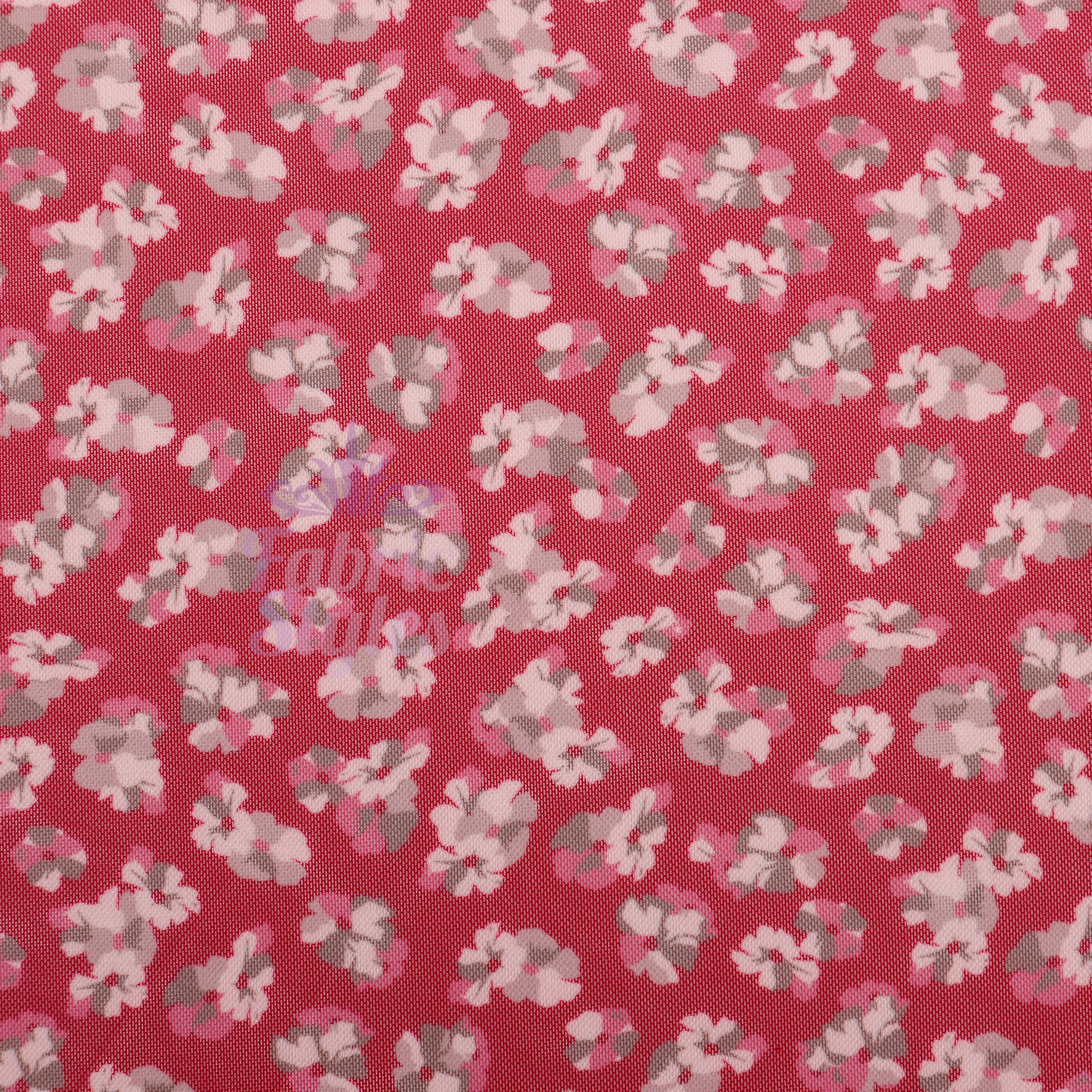 Red Ditsy Floral Power Mesh Fabric