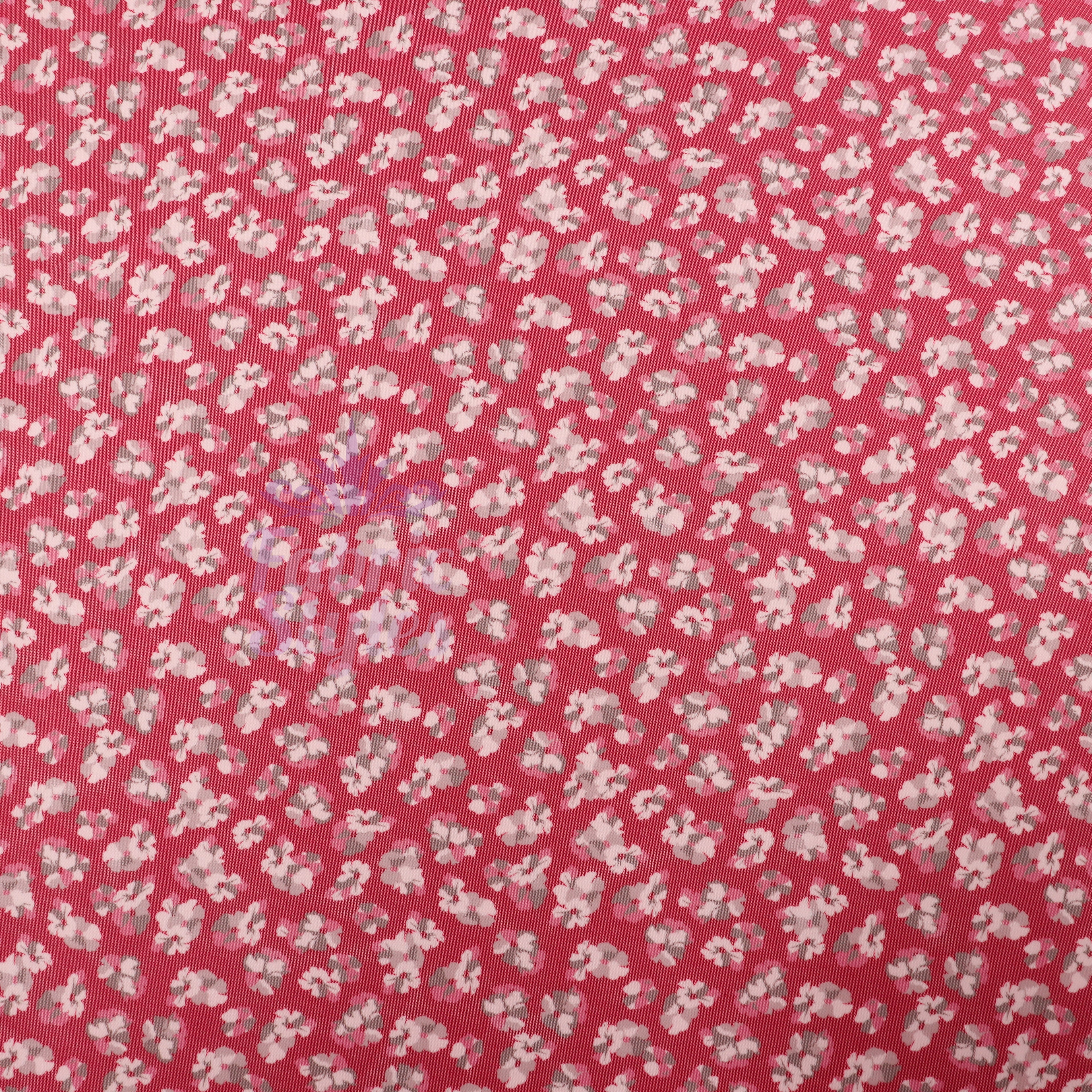 Red Ditsy Floral Power Mesh Fabric
