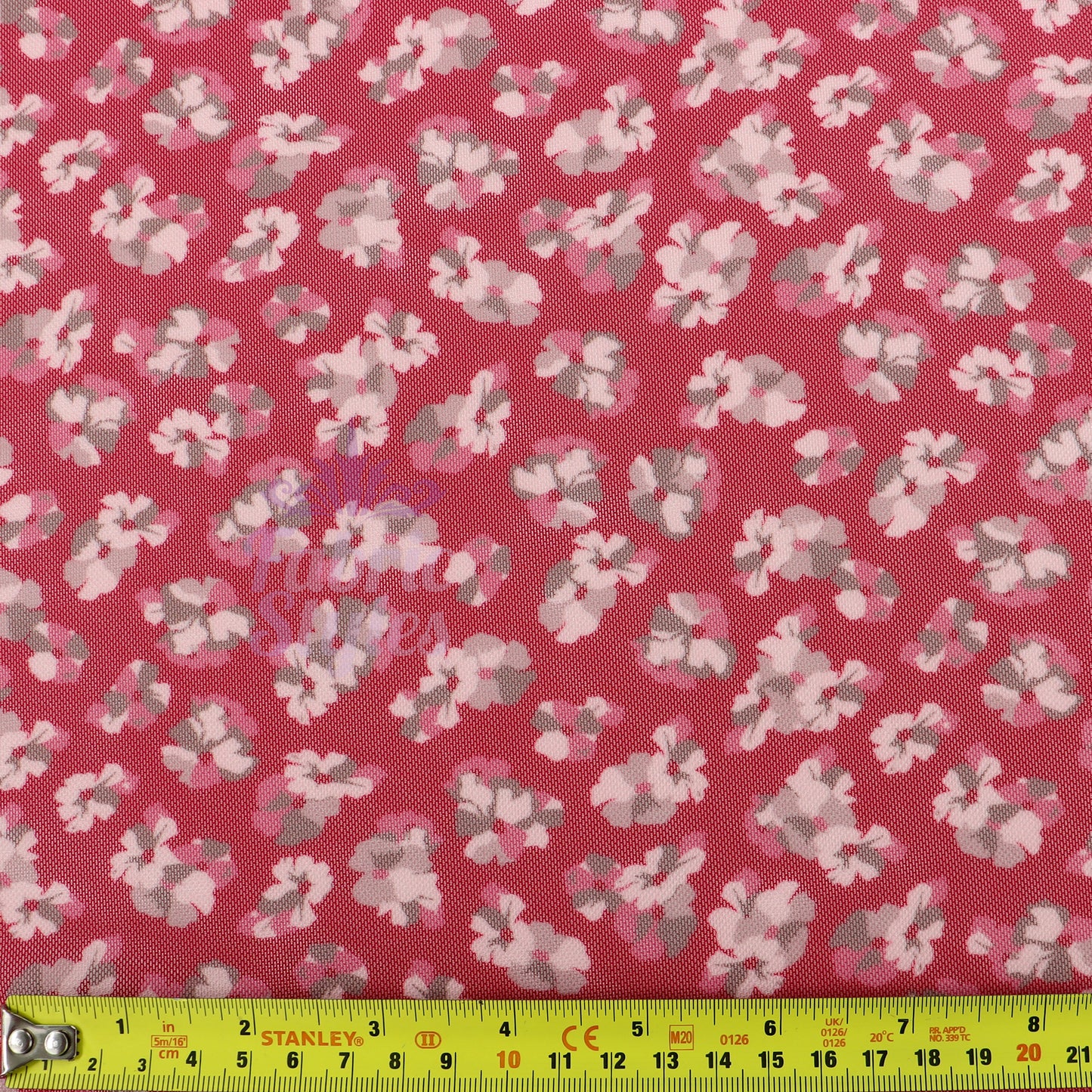 Red Ditsy Floral Power Mesh Fabric