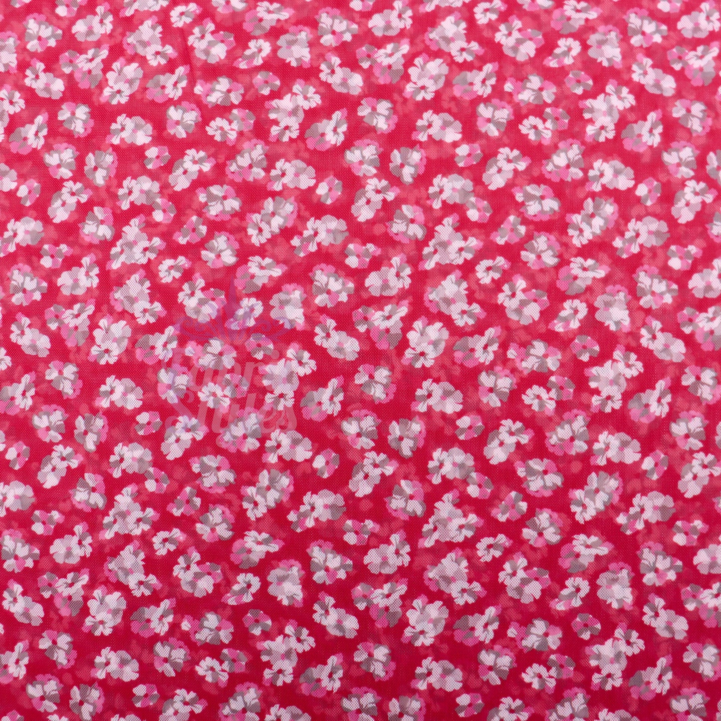 Red Ditsy Floral Power Mesh Fabric