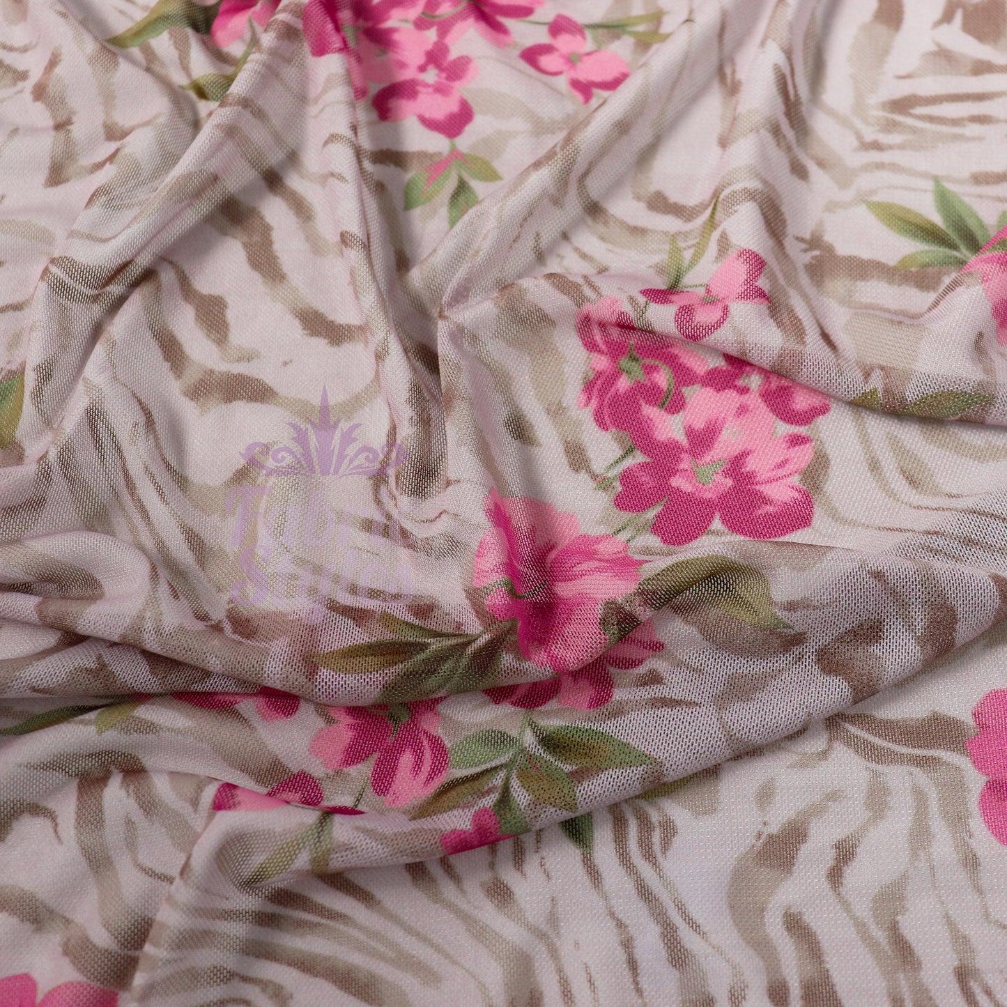 Zebra Floral Power Mesh Fabric