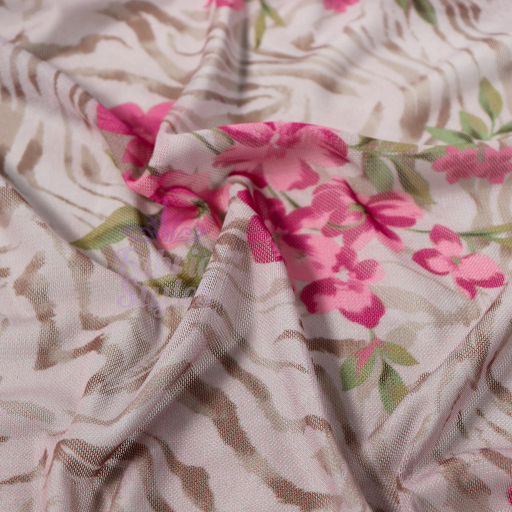 Zebra Floral Power Mesh Fabric