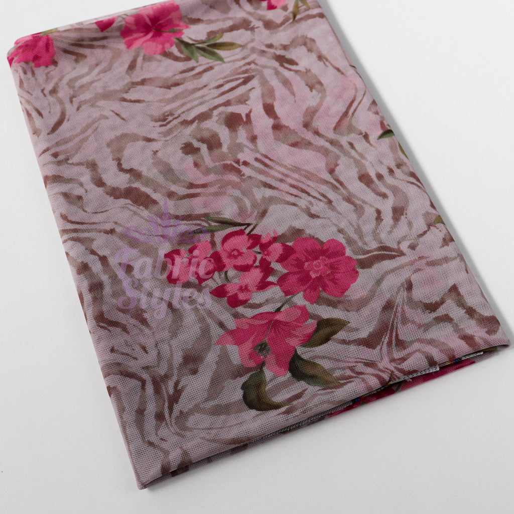 Zebra Floral Power Mesh Fabric