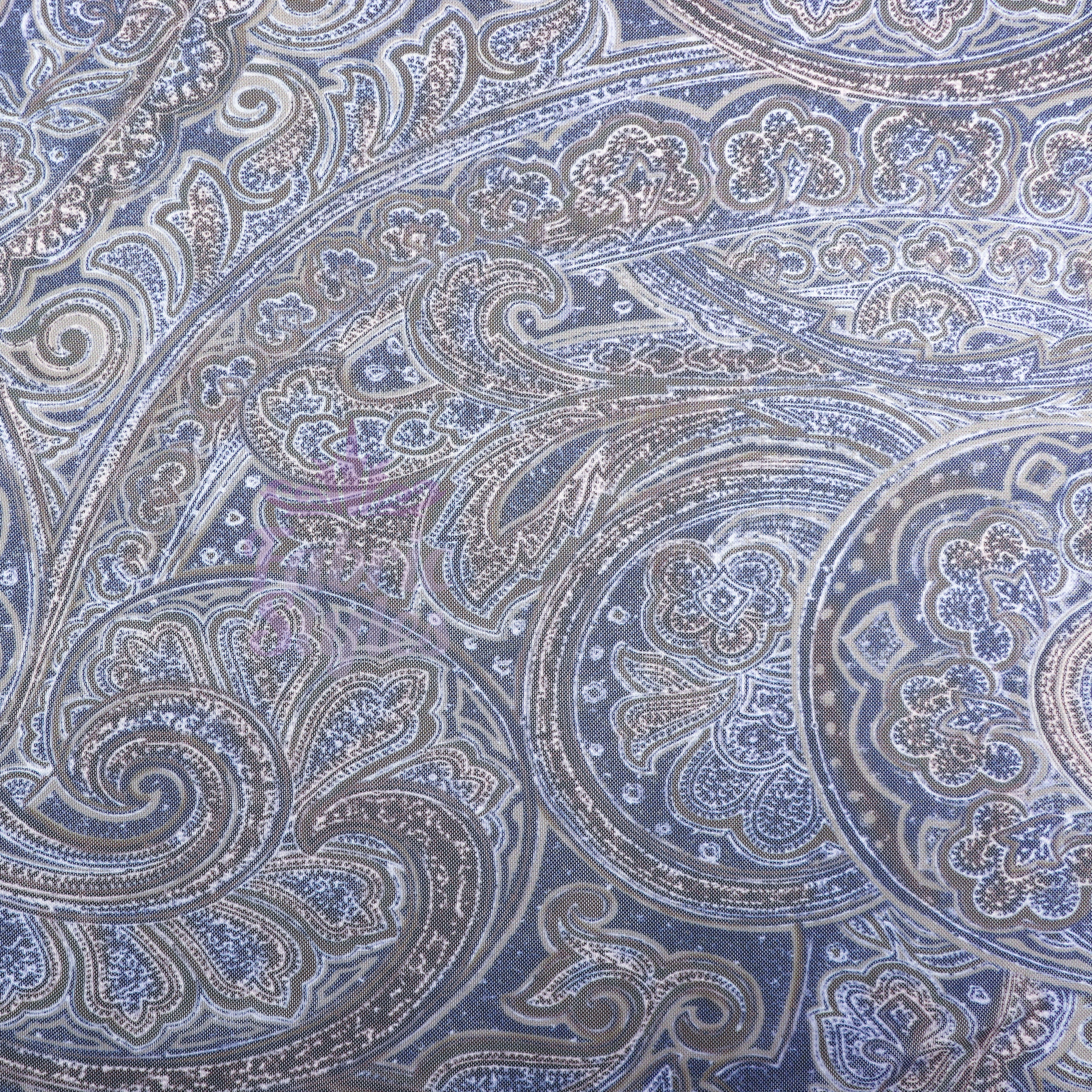 Navy Paisley Power Mesh Fabric