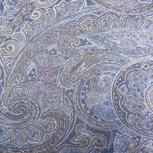 Navy Paisley Power Mesh Fabric