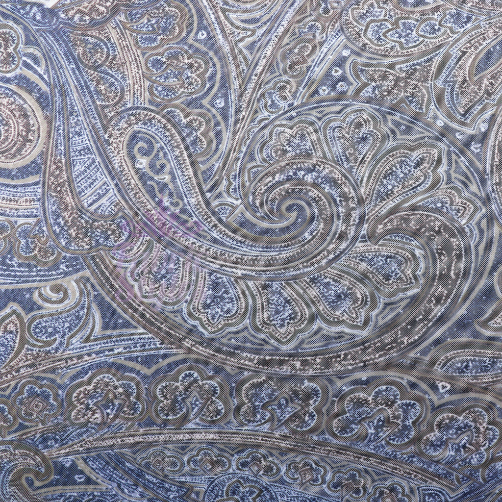 Navy Paisley Power Mesh Fabric