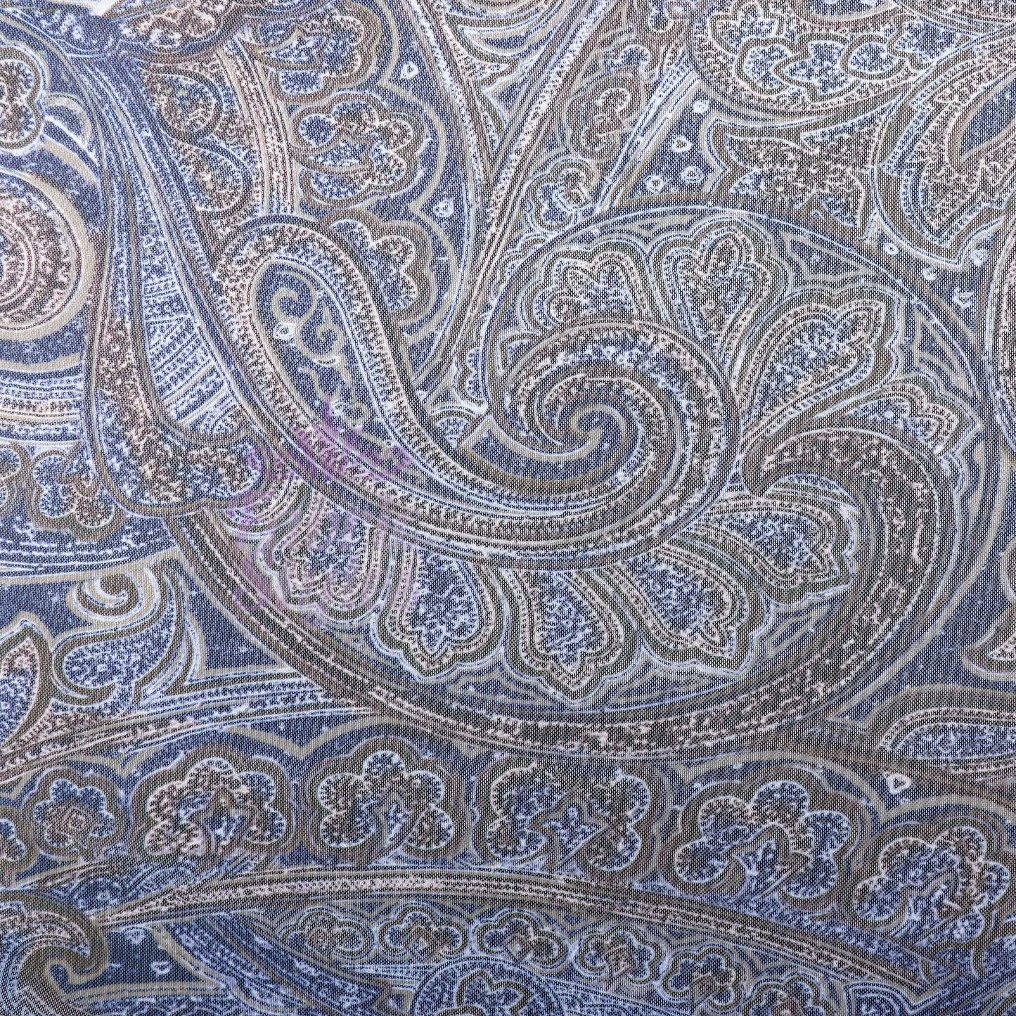Navy Paisley Power Mesh Fabric