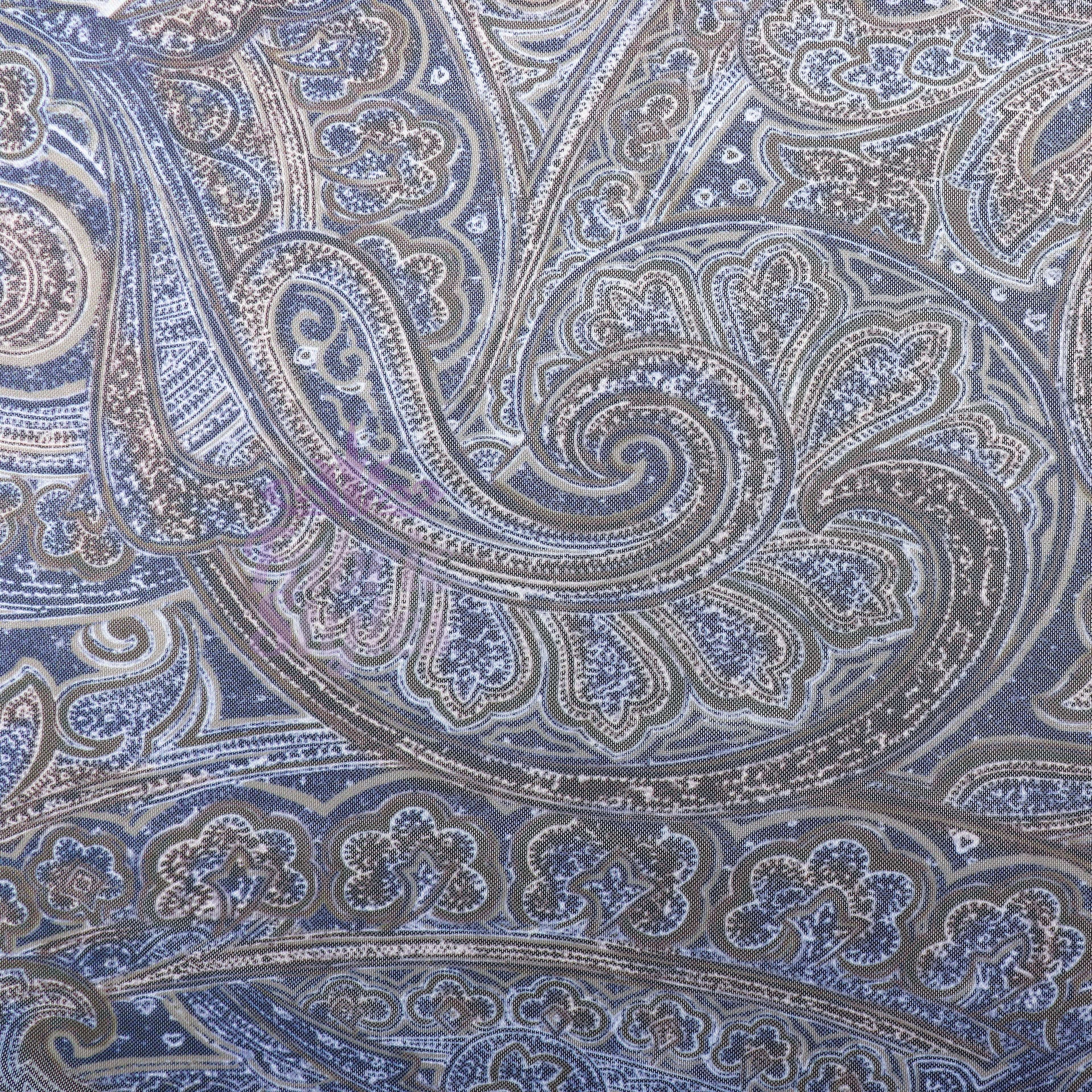 Navy Paisley Power Mesh Fabric