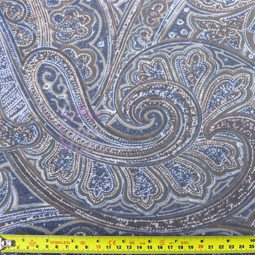 Navy Paisley Power Mesh Fabric