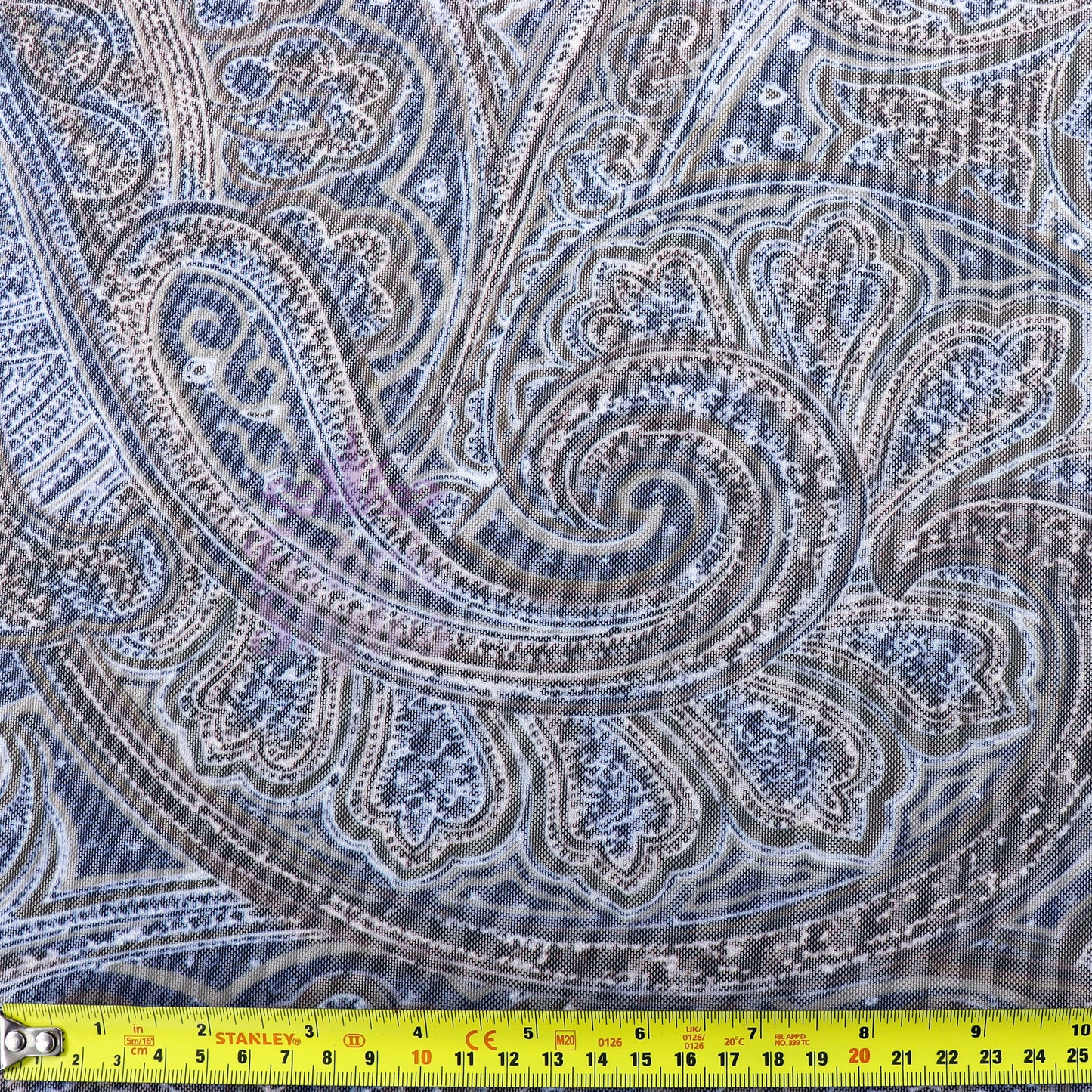 Navy Paisley Power Mesh Fabric