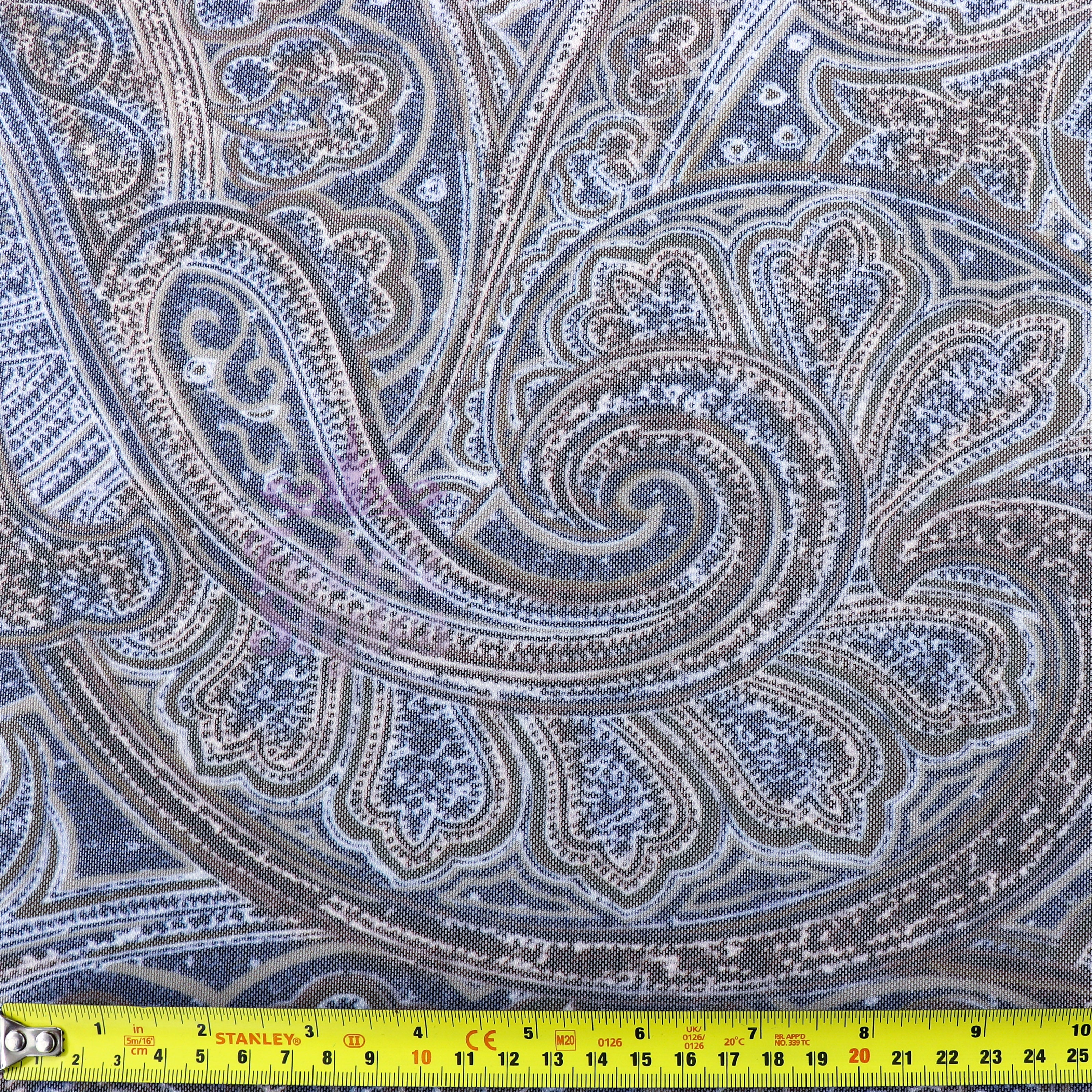 Navy Paisley Power Mesh Fabric