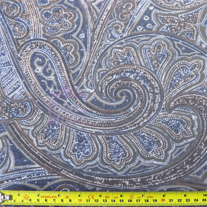 Navy Paisley Power Mesh Fabric