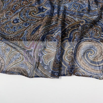 Navy Paisley Power Mesh Fabric