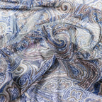 Navy Paisley Power Mesh Fabric