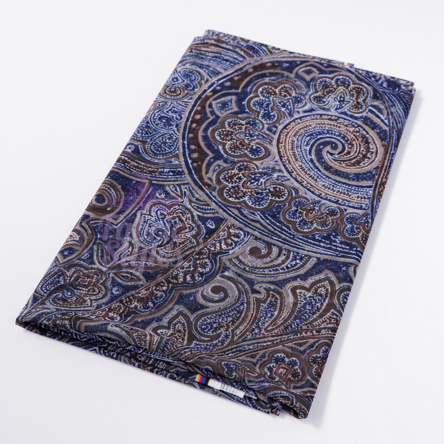 Navy Paisley Power Mesh Fabric