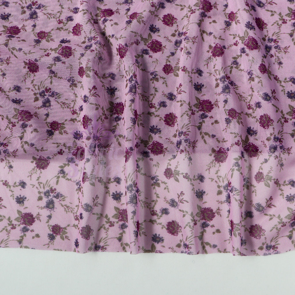 Pink Ditsy Floral Power Mesh Fabric