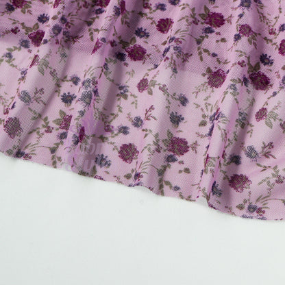 Pink Ditsy Floral Power Mesh Fabric
