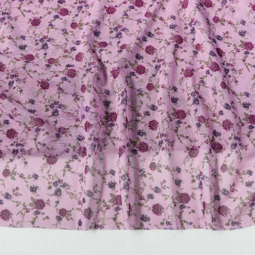 Pink Ditsy Floral Power Mesh Fabric