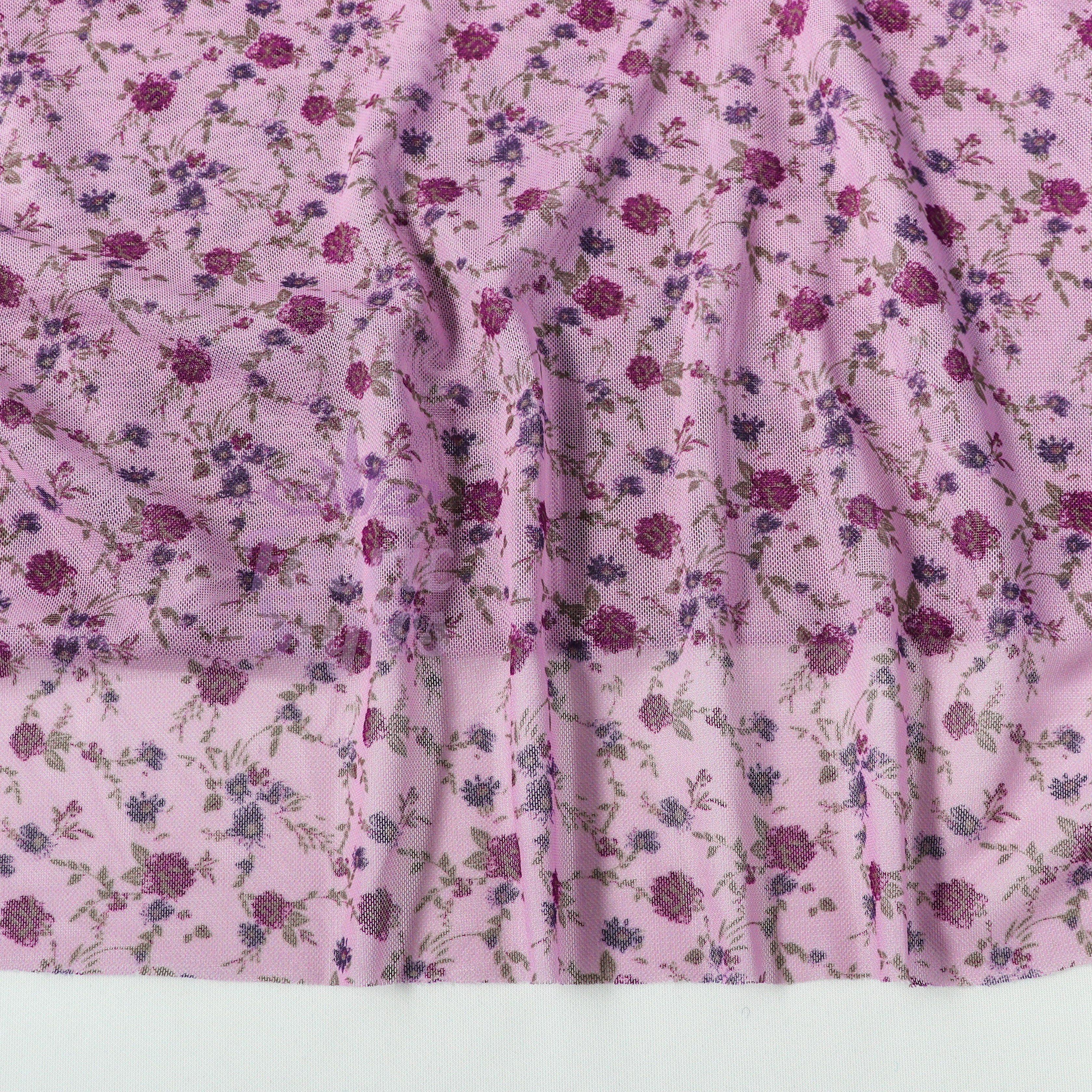Pink Ditsy Floral Power Mesh Fabric