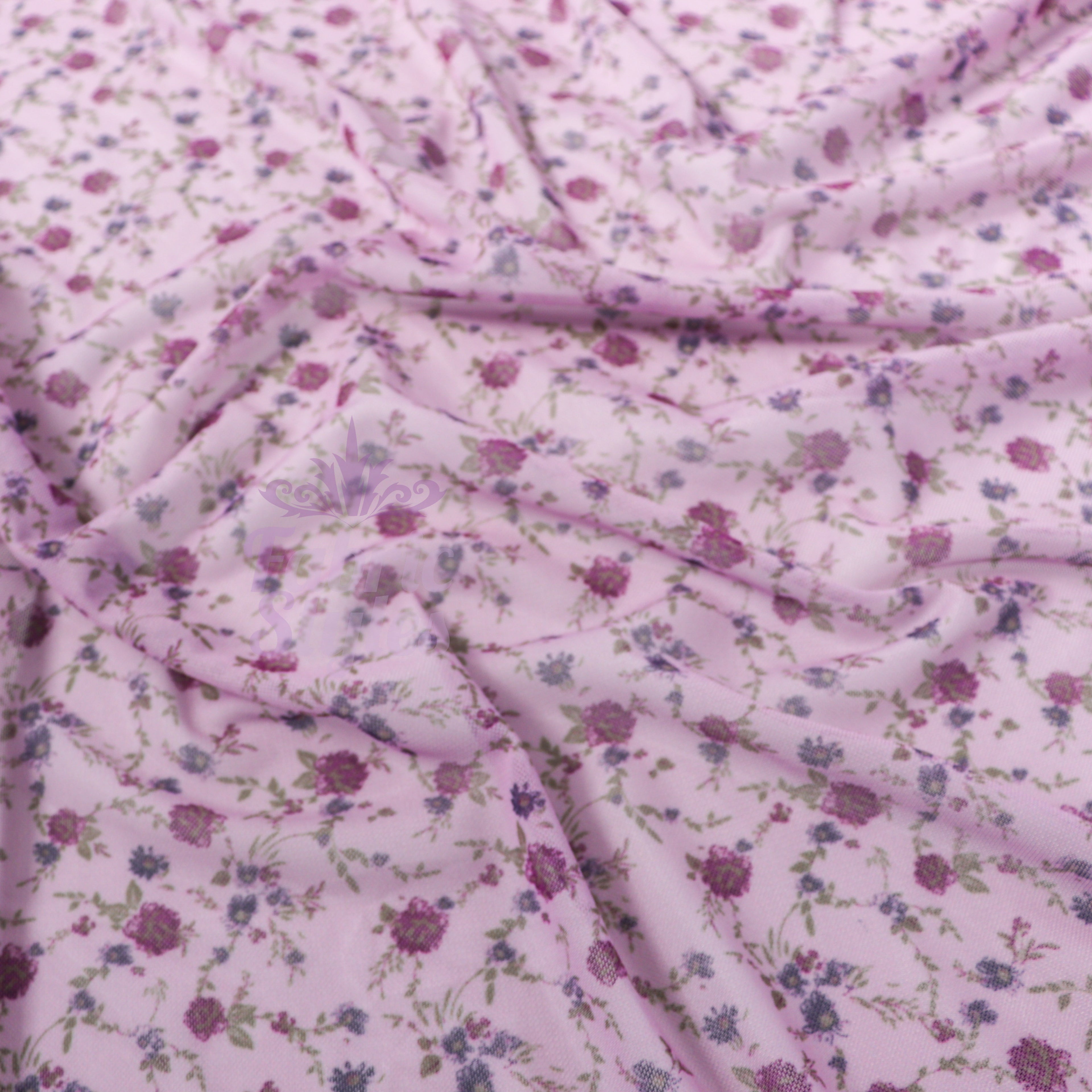 Pink Ditsy Floral Power Mesh Fabric