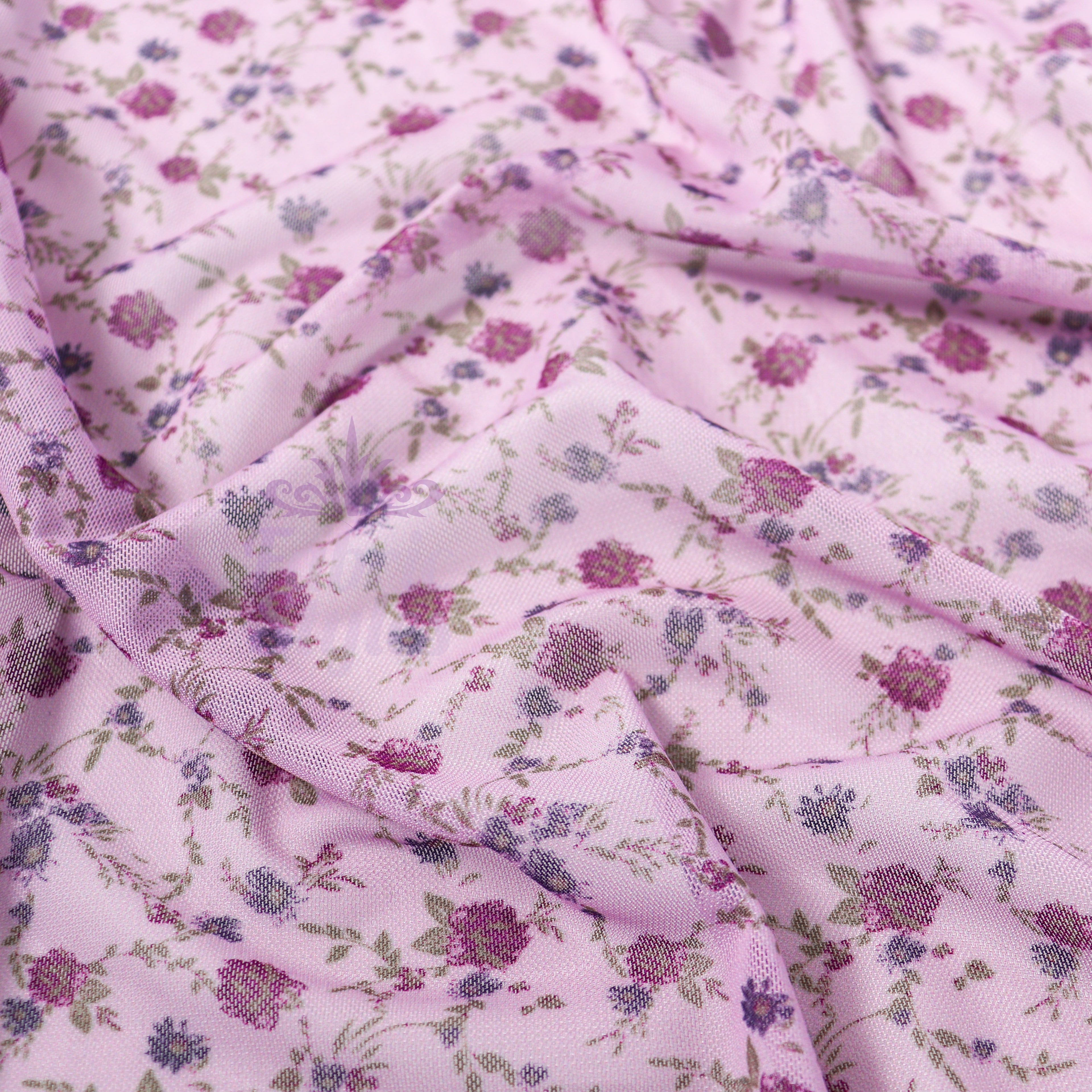 Pink Ditsy Floral Power Mesh Fabric