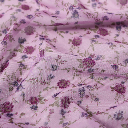 Pink Ditsy Floral Power Mesh Fabric