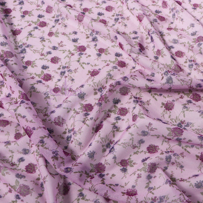 Pink Ditsy Floral Power Mesh Fabric