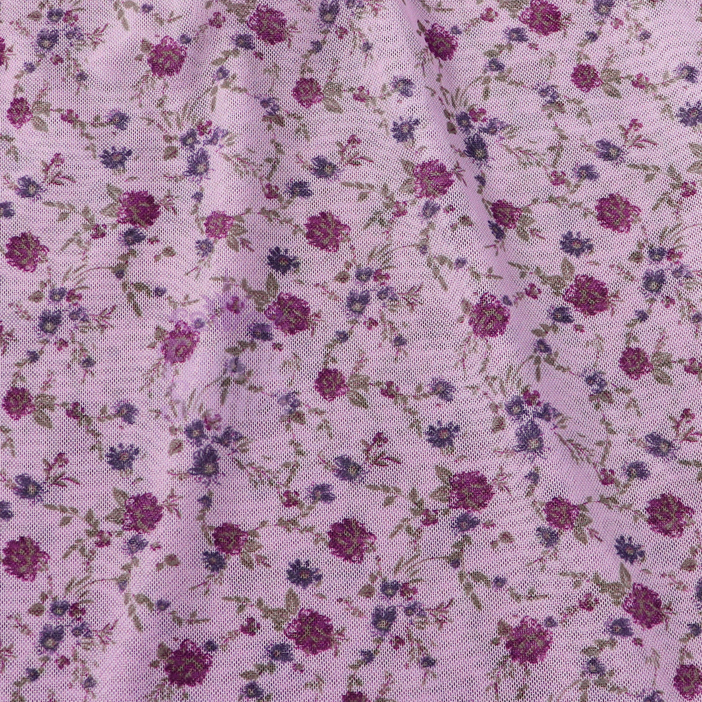 Pink Ditsy Floral Power Mesh Fabric