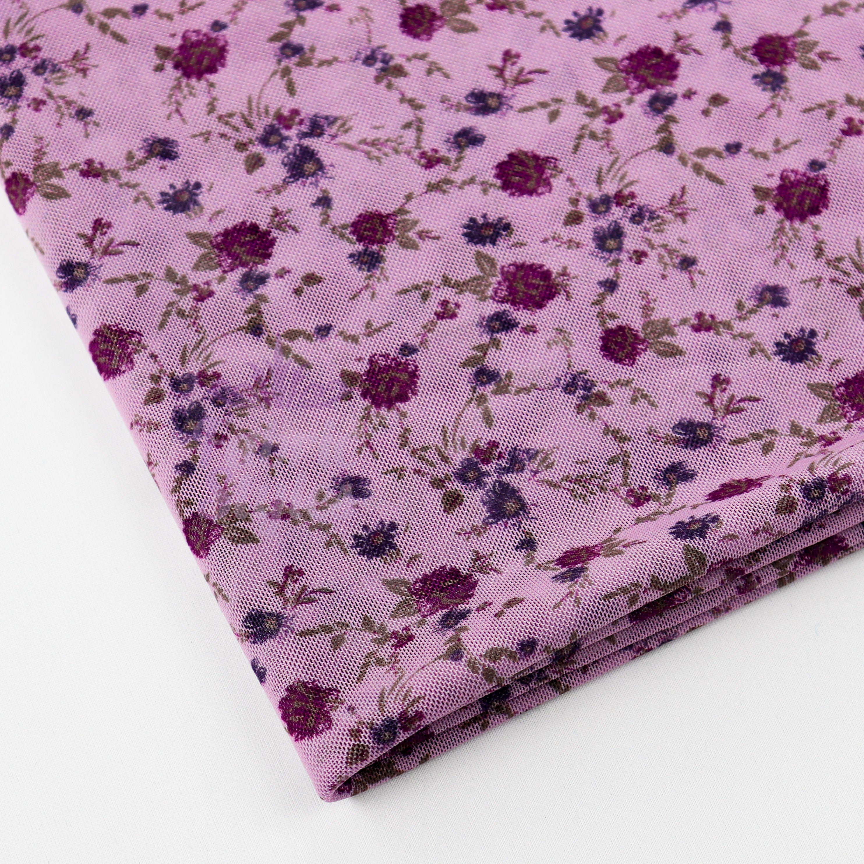Pink Ditsy Floral Power Mesh Fabric