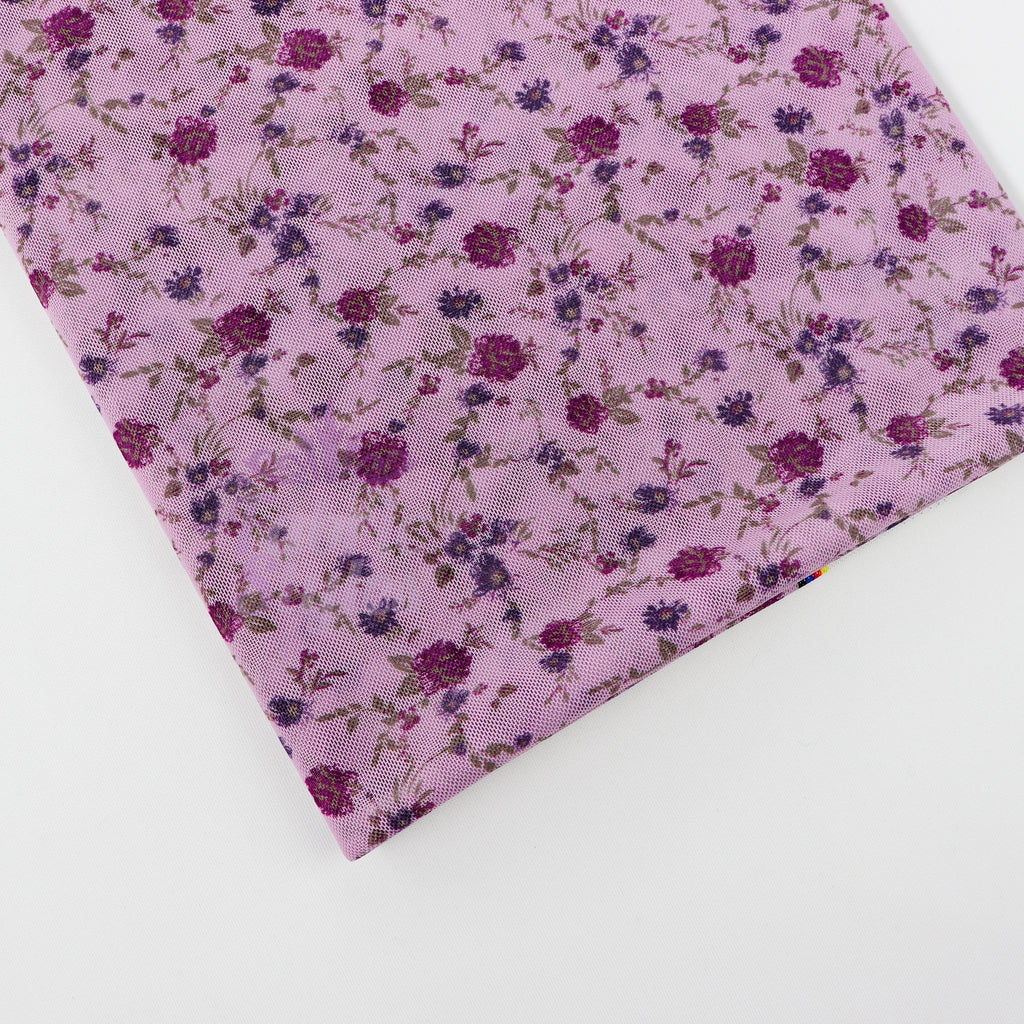 Pink Ditsy Floral Power Mesh Fabric