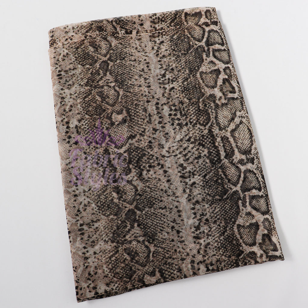 Brown Snake Power Mesh Fabric