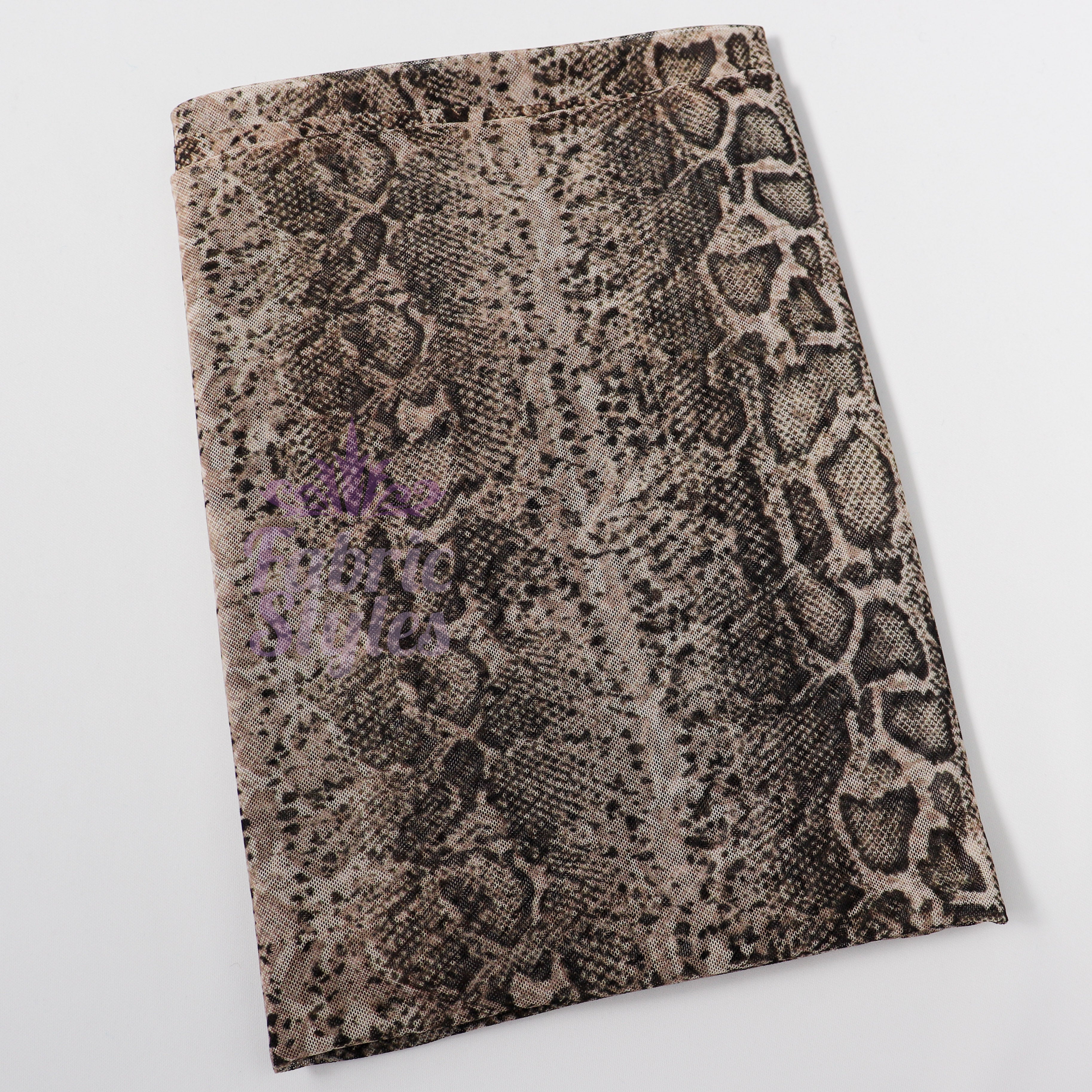 Brown Snake Power Mesh Fabric