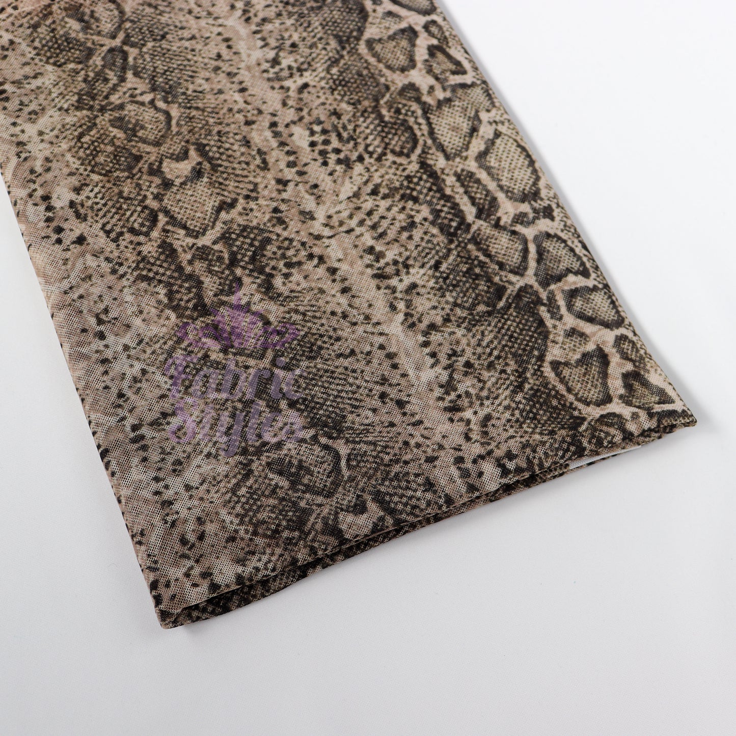 Brown Snake Power Mesh Fabric