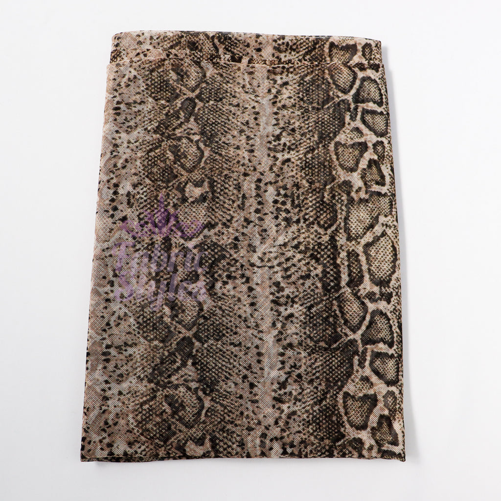 Brown Snake Power Mesh Fabric