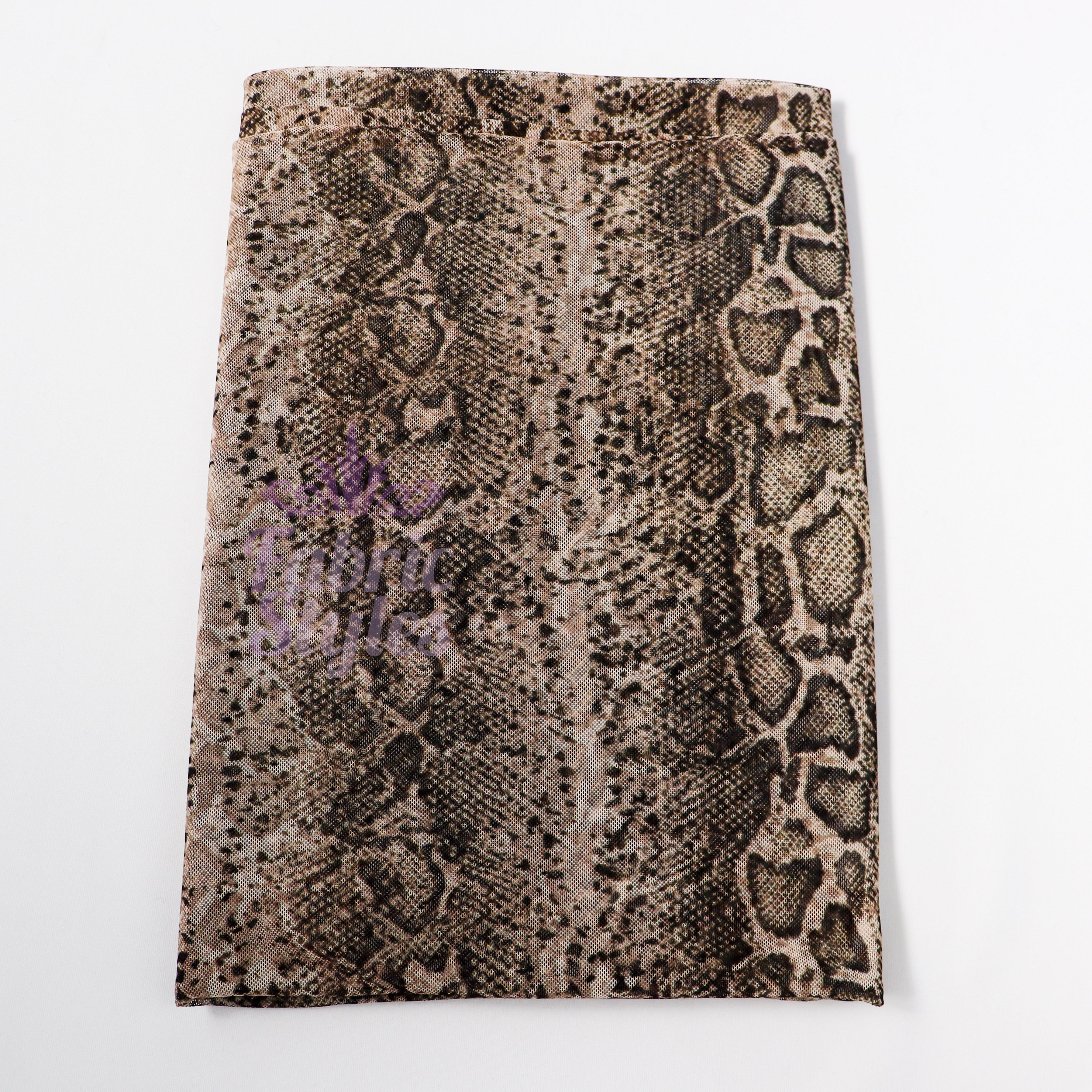 Brown Snake Power Mesh Fabric