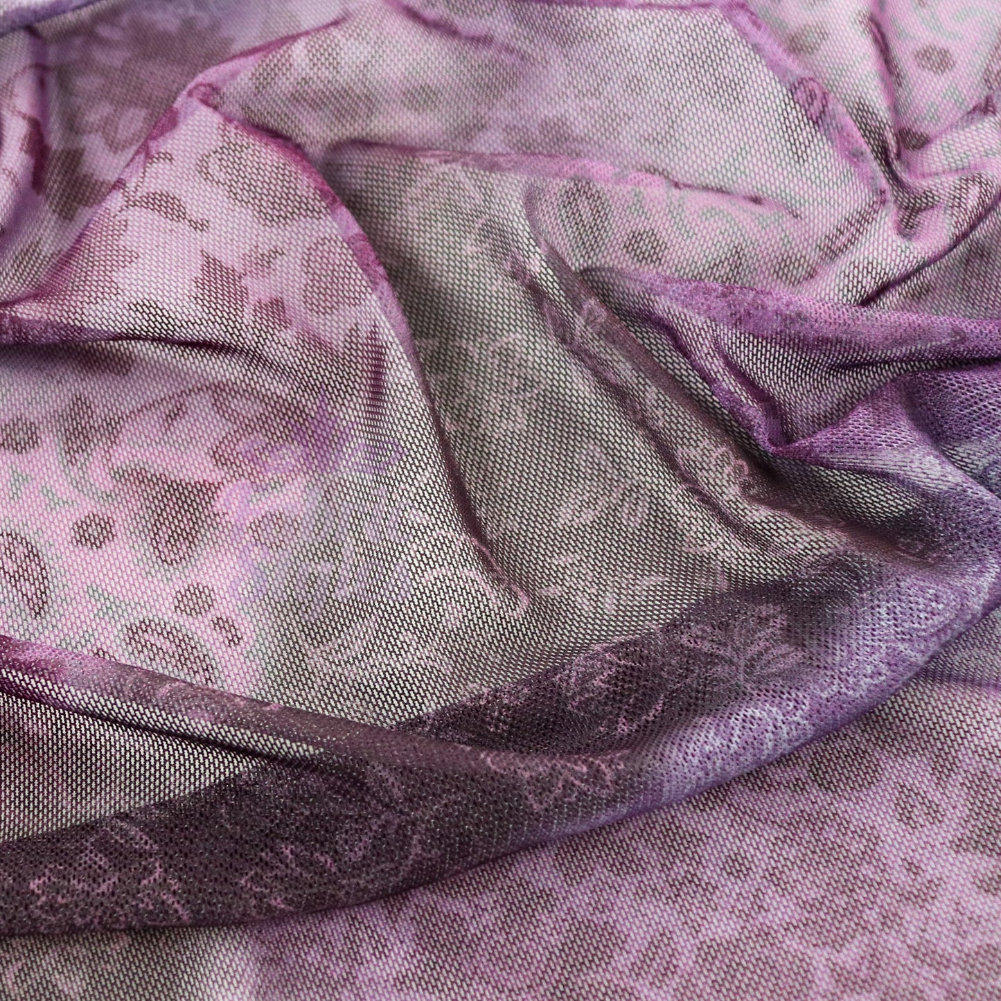 Purple Tie Dye Floral Power Mesh Fabric