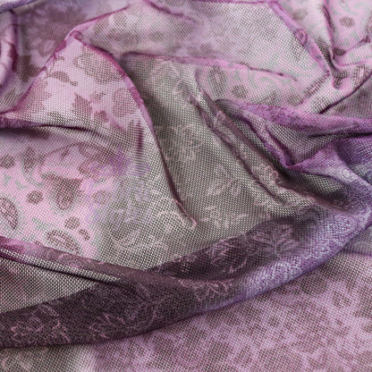 Purple Tie Dye Floral Power Mesh Fabric