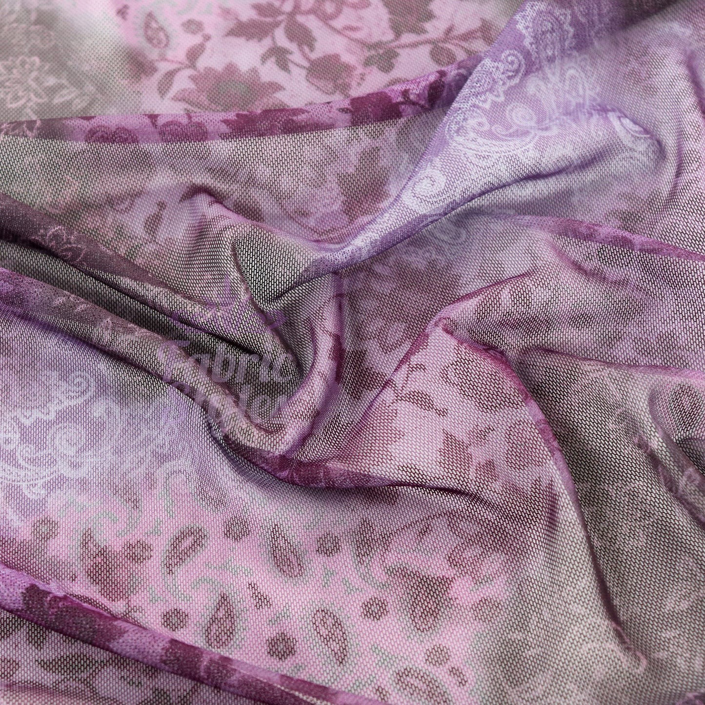 Purple Tie Dye Floral Power Mesh Fabric