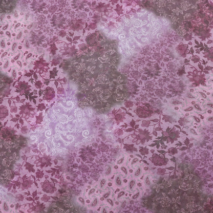 Purple Tie Dye Floral Power Mesh Fabric
