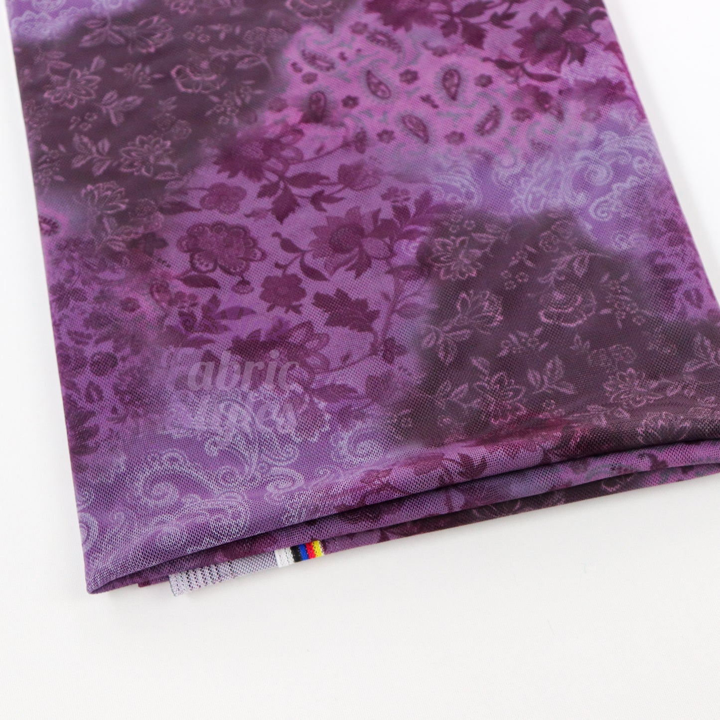 Purple Tie Dye Floral Power Mesh Fabric