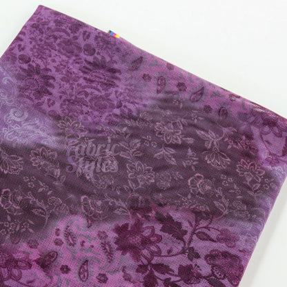 Purple Tie Dye Floral Power Mesh Fabric