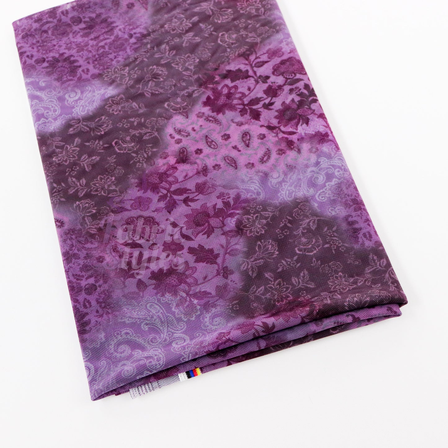 Purple Tie Dye Floral Power Mesh Fabric
