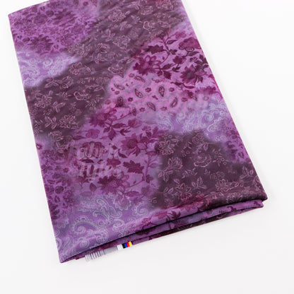 Purple Tie Dye Floral Power Mesh Fabric