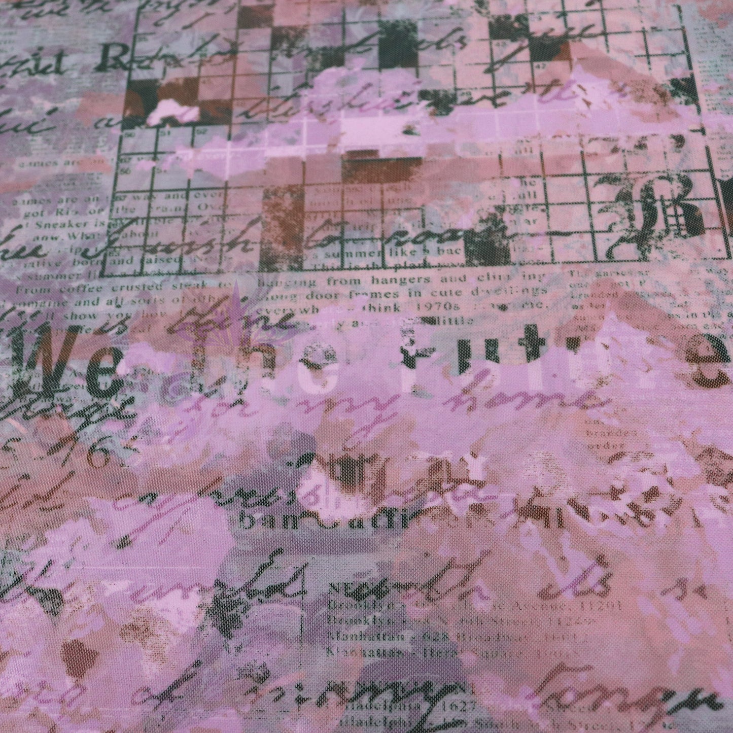 Old Newspaper Power Mesh Fabric